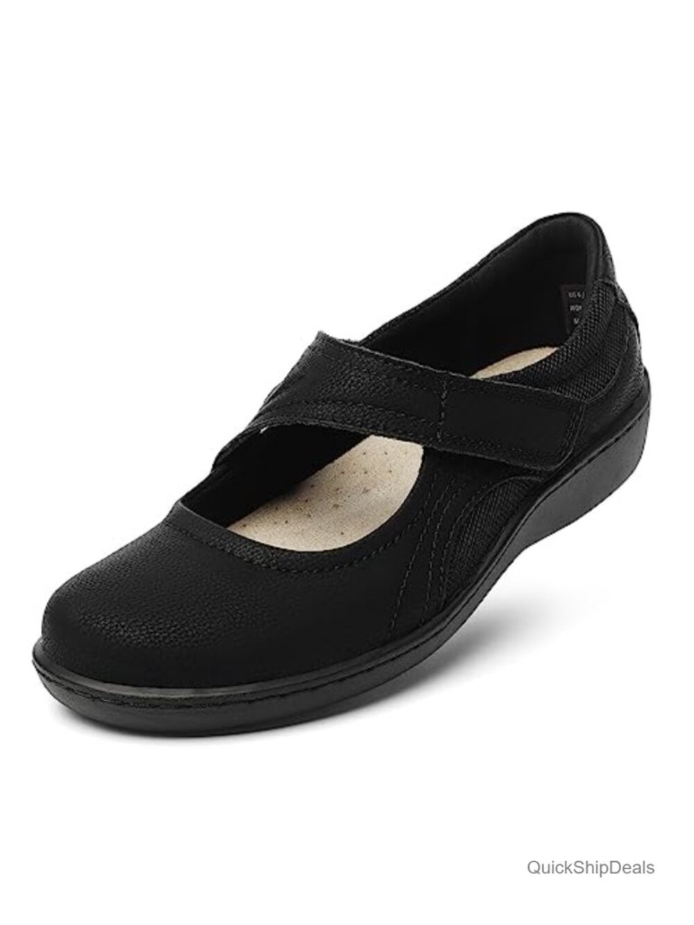 Women's Mary Jane Flats Leather Closed Toe Slip On Comfort Casual Dress Shoes